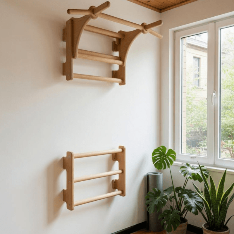 SmartHub Gear Wall-Mounted Dip and Pull-Up Station Solid Wood 330 lbs