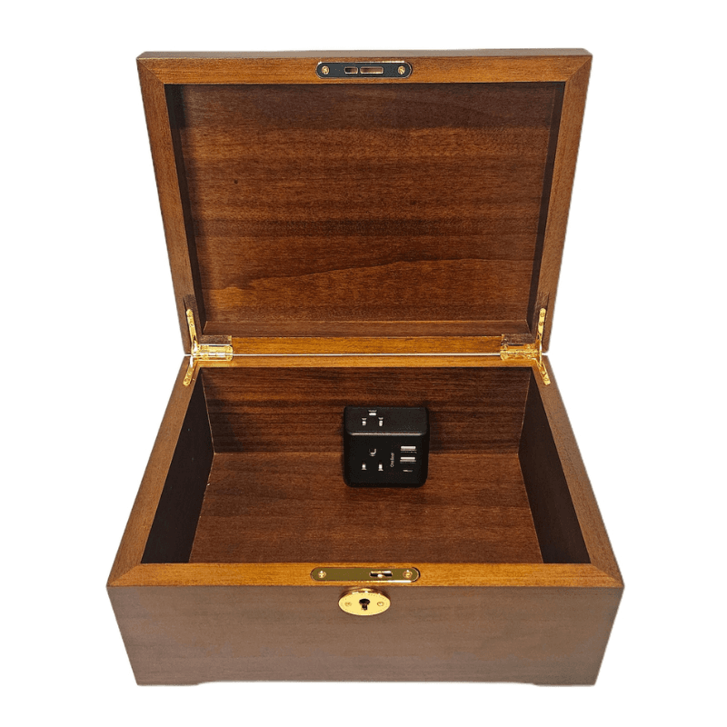Smart Hub Gear Acacia Wood Locking Charging Station