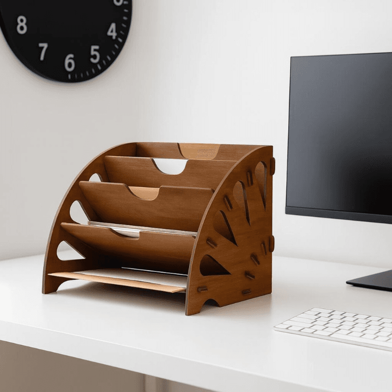 Smart Hub Gear Wooden Desk Organizer 15.2 in