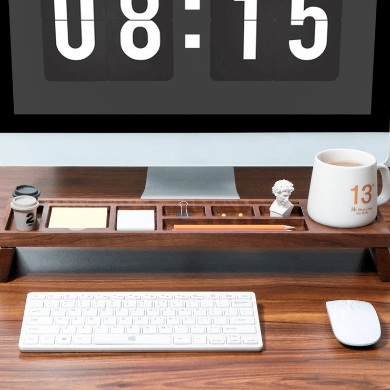 SmartHub Gear Walnut Wood Desk Organizer