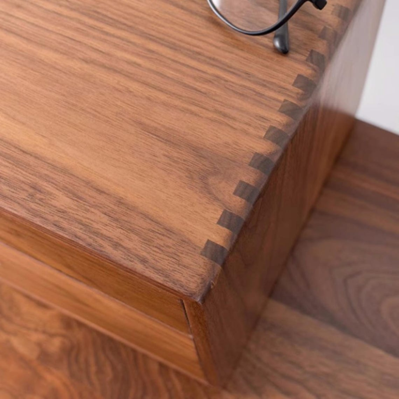 Smart Hub Gear Solid Walnut Wood Desktop Storage Box with 2 Drawers