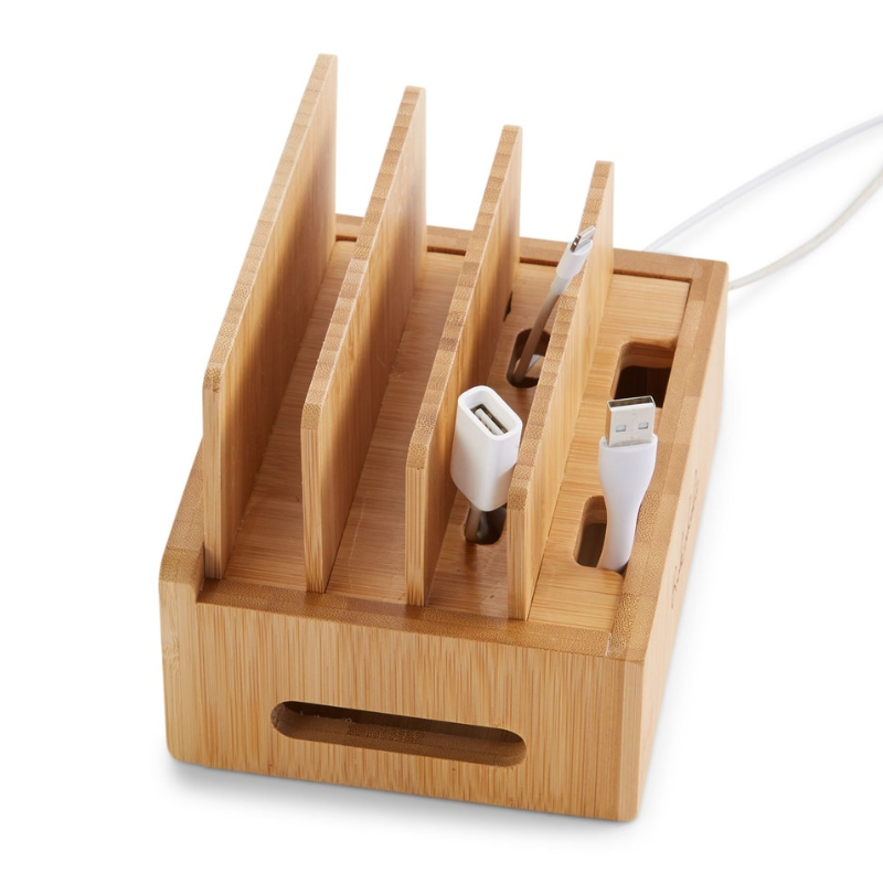 Smart Hub Gear Bamboo Charging Station & Cord Organizer