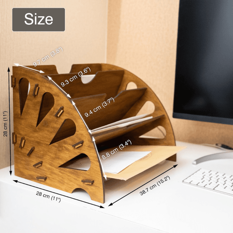 Smart Hub Gear Wooden Desk Organizer 15.2 in