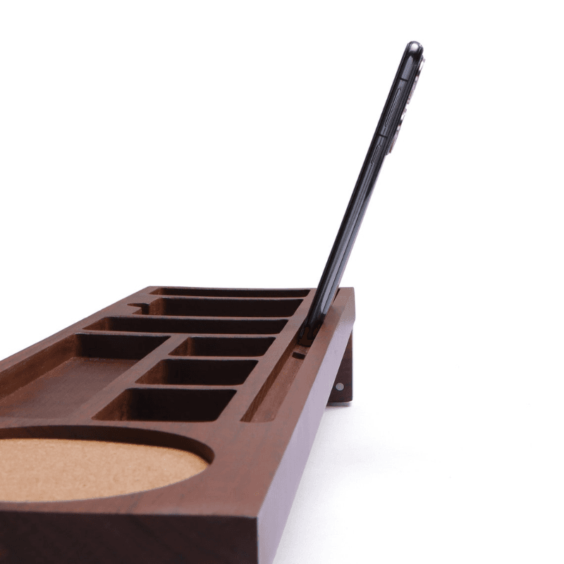 SmartHub Gear Walnut Wood Desk Organizer
